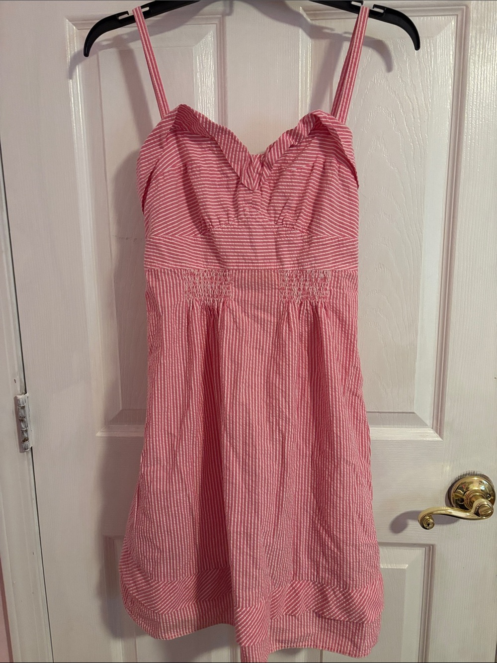 Vintage American Eagle Woman’s Pink Seersucker Sundress with Straps